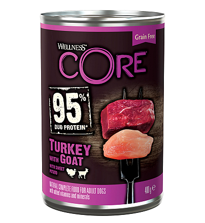 Wellness CORE hondenvoer 95% Turkey/goat 400 gr