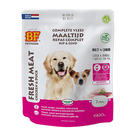 BF Petfood Vleesvoeding Compleet Kip/Eend 7 x 90 gr