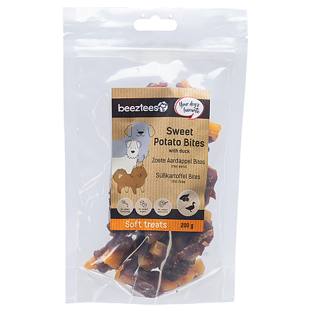 Beeztees Zoete Aardappel Bites M Eend 200 gr